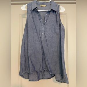 Dazz Denim Collared Tank Top